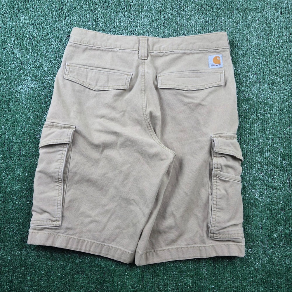 Carhartt Mens Relaxed Fit Cargo Shorts Tan Canvas Utility Workwear Size 30